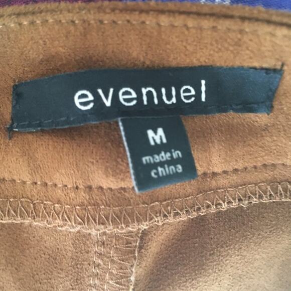 EVENUEL Snap Front Western Boho Short Skirt with Scalloped Hem in Brown SZ M - Picture 7 of 10